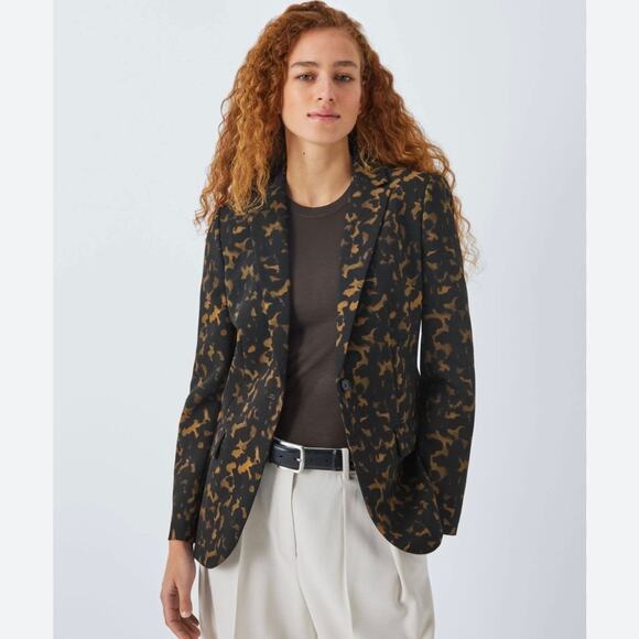Theory Staple Tortoiseshell Slim Printed Crepe Blazer Size 12 Dark Brown Multi - Picture 1 of 14